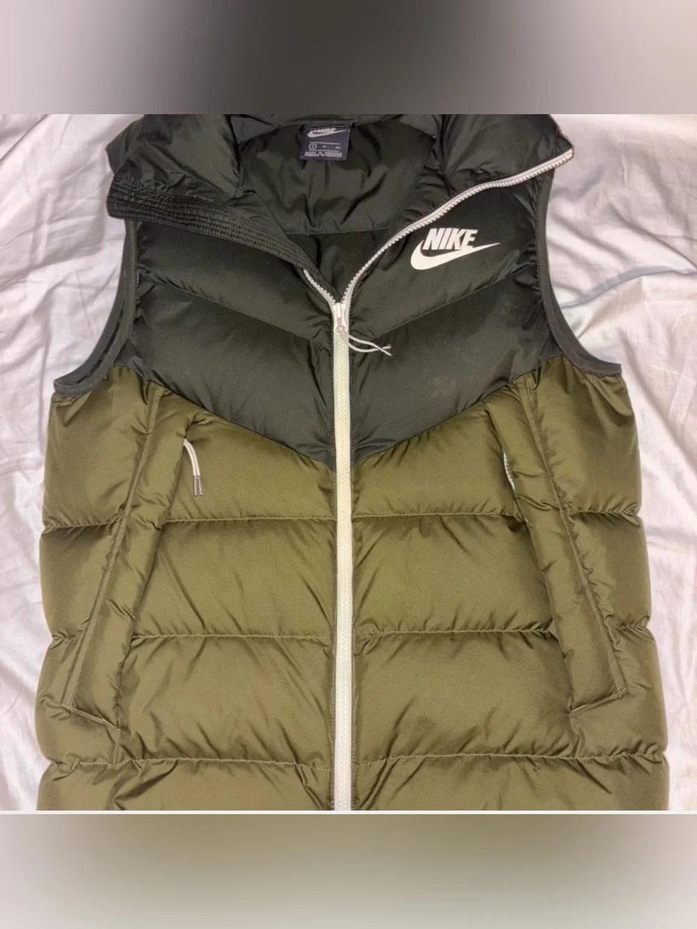 Nike Olive Green & Black Quilted Puffer Vest